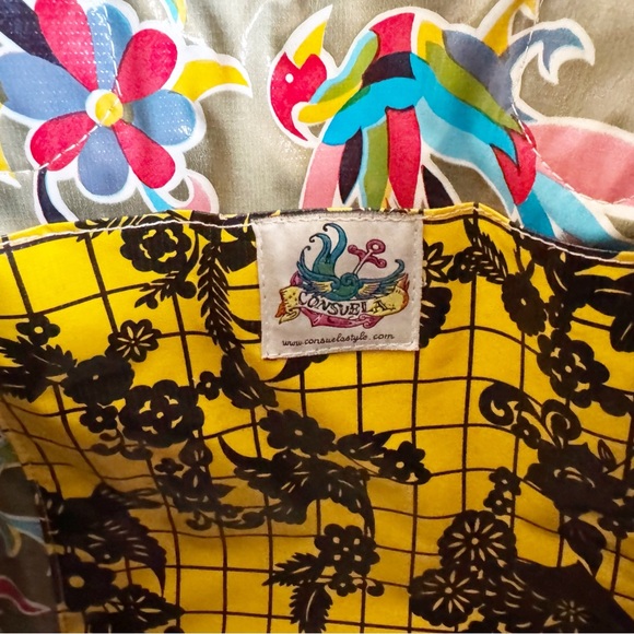 Consuela Classic Tote Bag Shopper Embroidered Floral Ethnic Boho Festive Fun - Picture 12 of 13